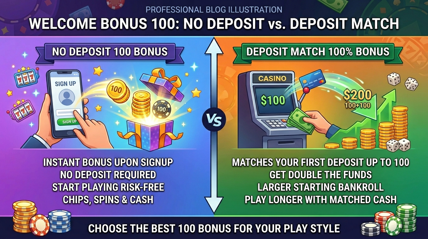 Welcome Bonus 100: No Deposit vs. Deposit Match