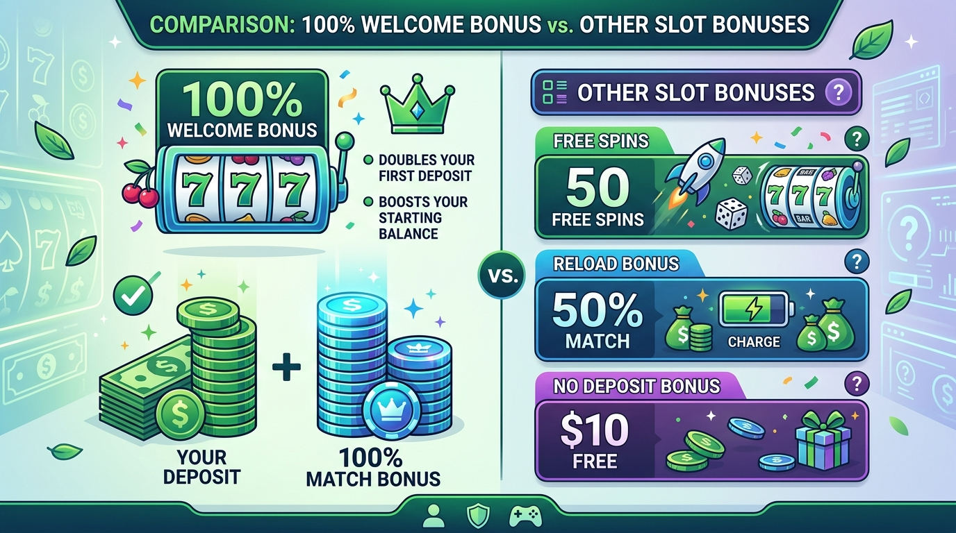 Comparison of welcome bonus 100% slot with other casino offers